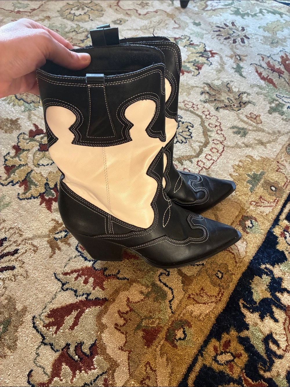 Billini Black and Cream Western Cowgirl Boots